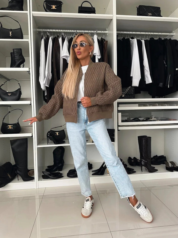Alice | Women's Quilted Zip Up Bomber Jacket Luvy Boutique