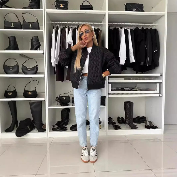 Alice | Women's Quilted Zip Up Bomber Jacket Luvy Boutique