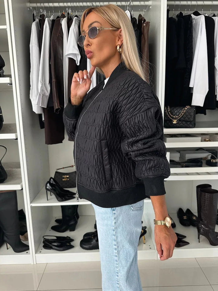 Alice | Women's Quilted Zip Up Bomber Jacket Luvy Boutique