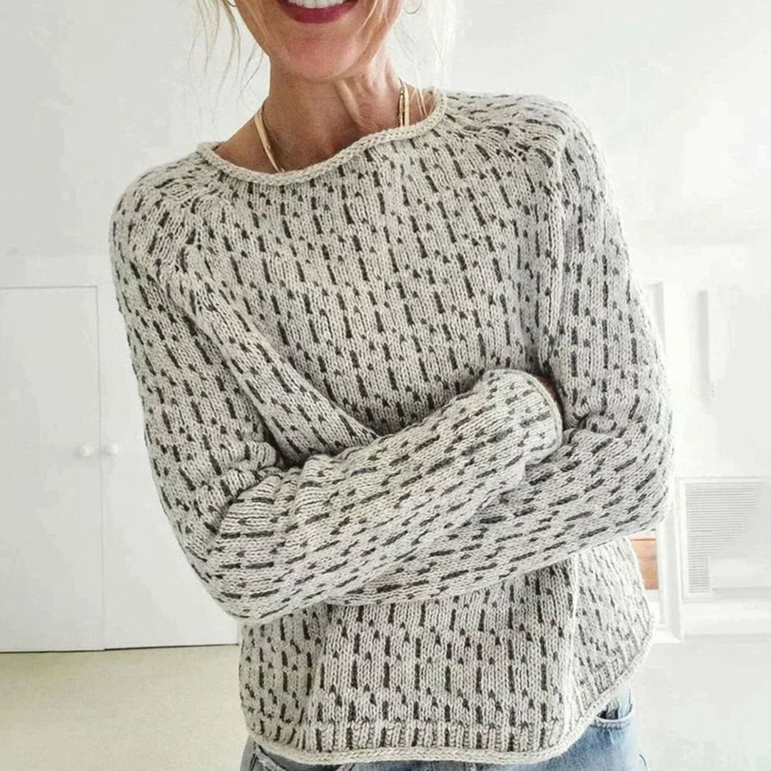 Women's Relaxed-Fit Boat Neck Long-Sleeve Knit Sweater - Gray