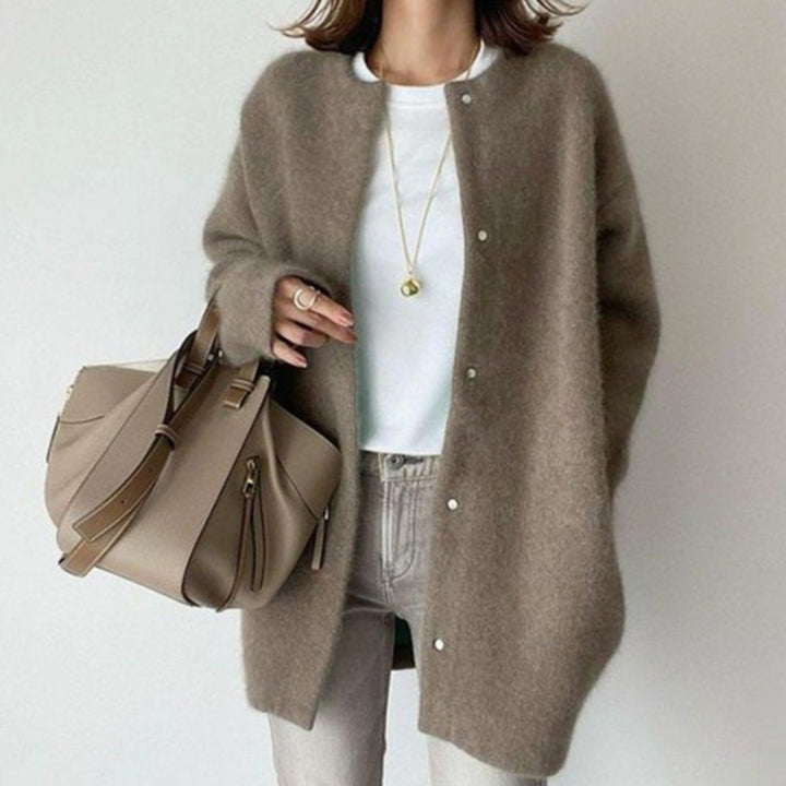 Women's Relaxed-Fit Button-Down Oversized Winter Cardigan - Coffee