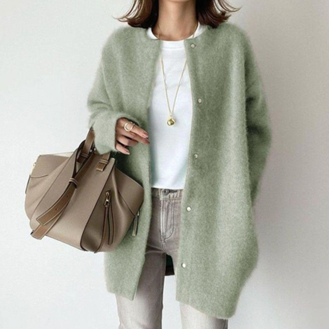 Women's Relaxed-Fit Button-Down Oversized Winter Cardigan - Green