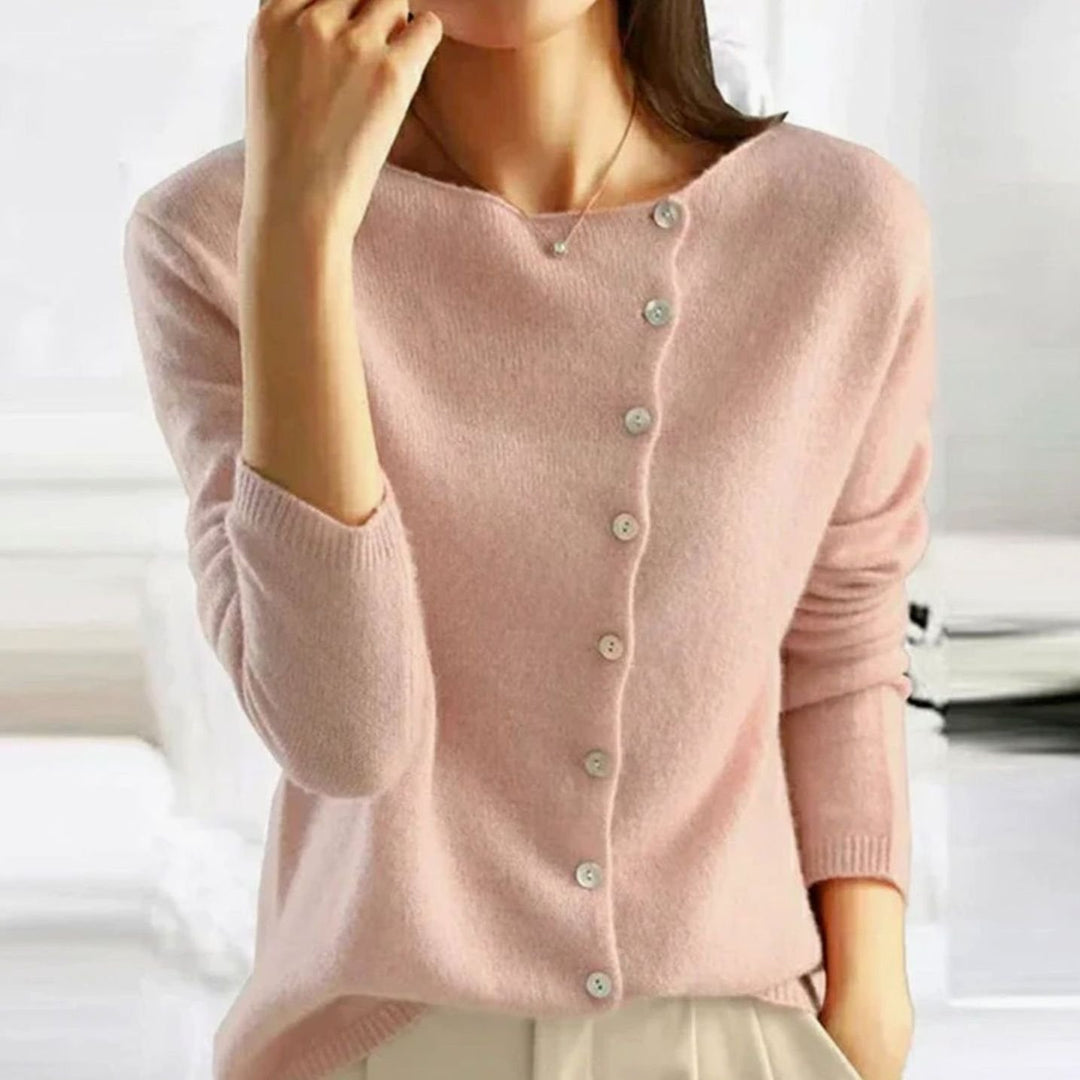 Women's Relaxed-Fit Button Front Cardigan Soft Knit Sweater - Pink