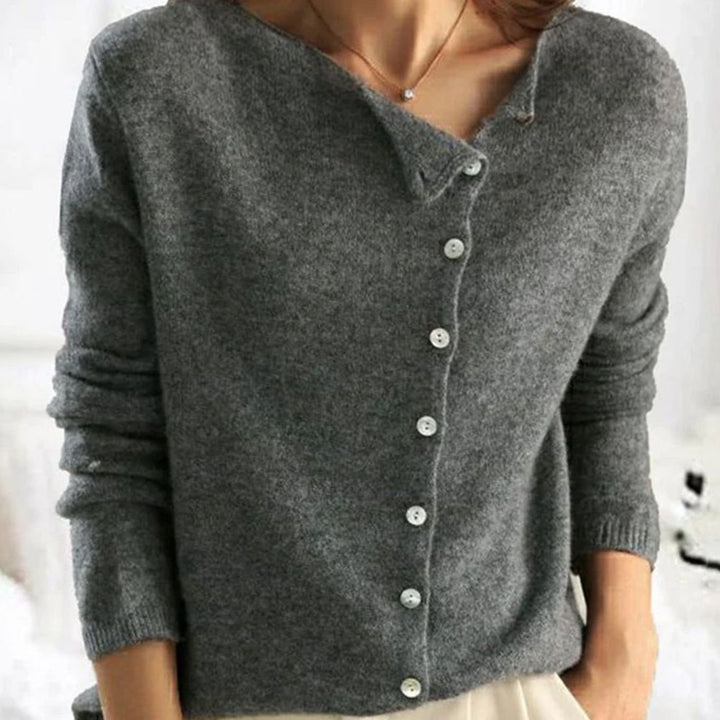 Women's Relaxed-Fit Button Front Cardigan Soft Knit Sweater - Grey