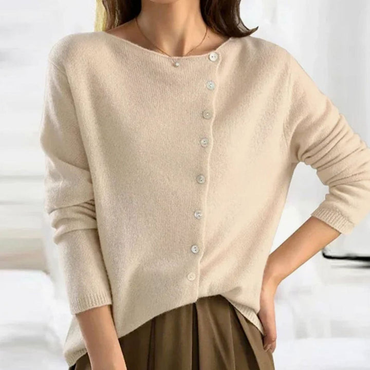 Women's Relaxed-Fit Button Front Cardigan Soft Knit Sweater - Beige