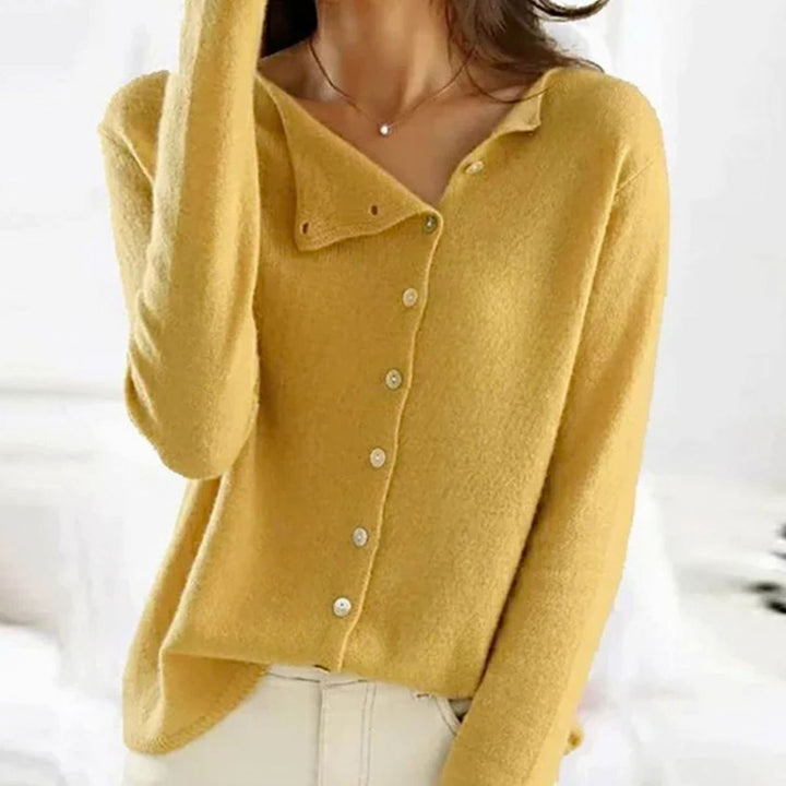 Women's Relaxed-Fit Button Front Cardigan Soft Knit Sweater - Yellow