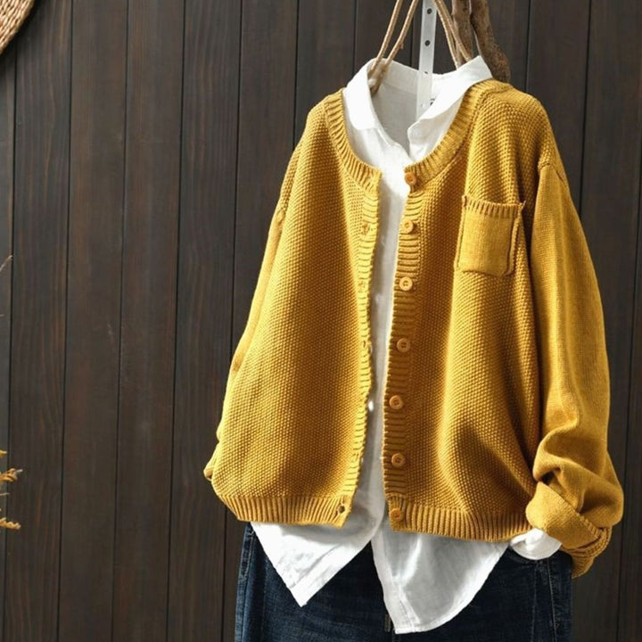 Women's Relaxed-Fit Button-Front Comfy Knit Cardigan Sweater - Yellow