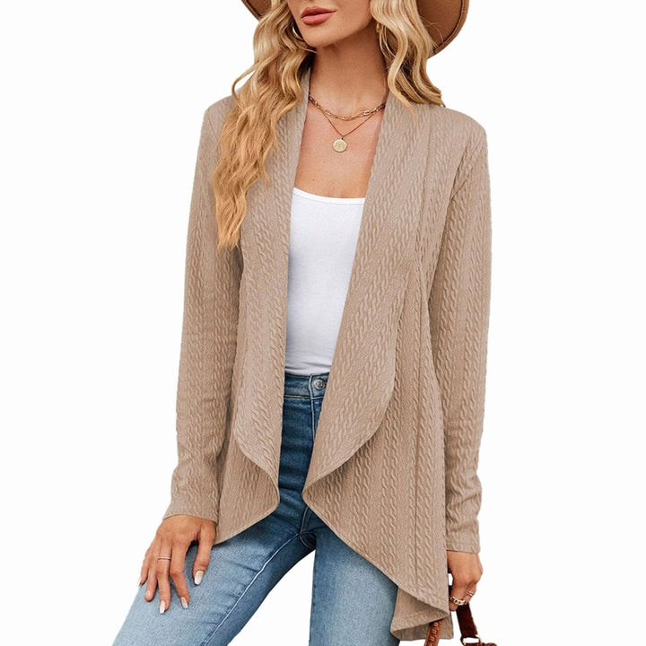 Women's Relaxed-Fit Cable-Knit Winter Cardigan - Khaki
