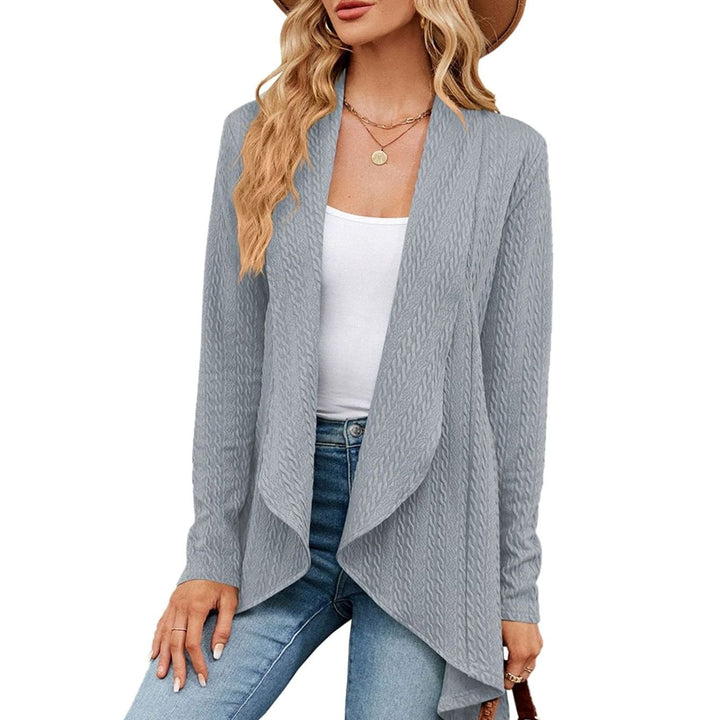 Women's Relaxed-Fit Cable-Knit Winter Cardigan - Grey