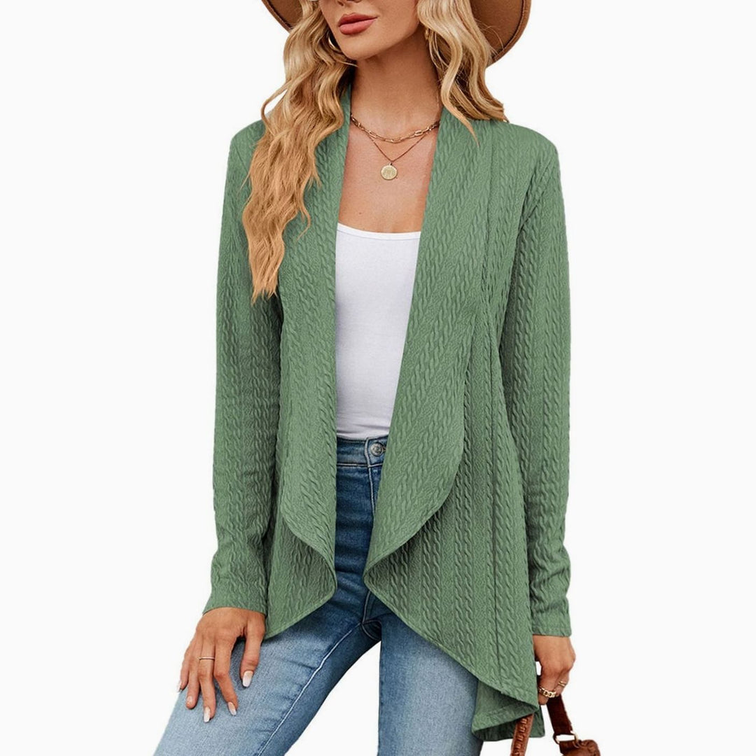 Women's Relaxed-Fit Cable-Knit Winter Cardigan - Sage Green