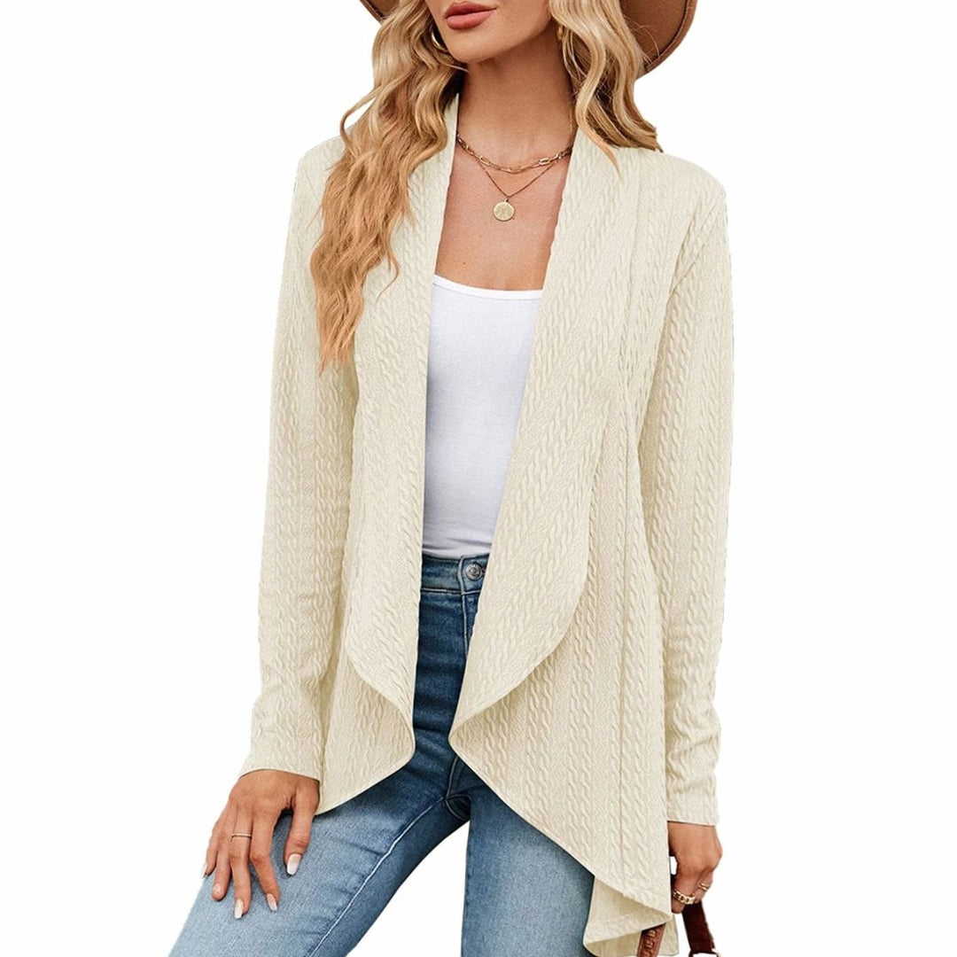Women's Relaxed-Fit Cable-Knit Winter Cardigan - Apricot