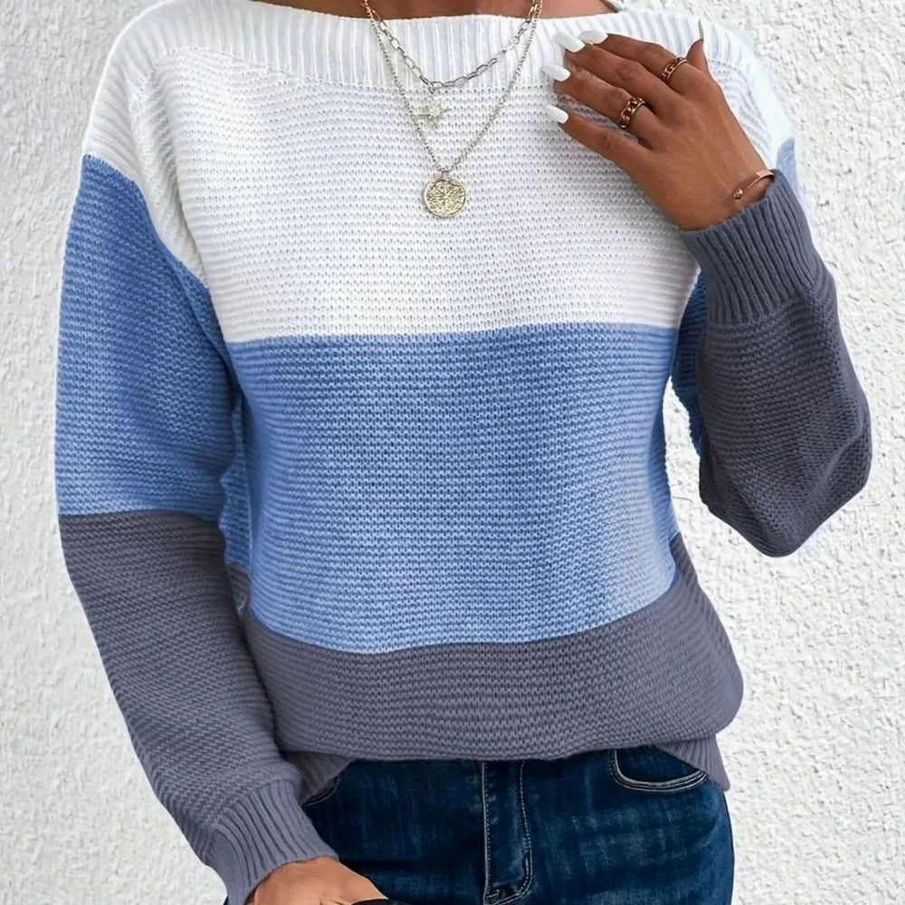 Women's Relaxed-Fit Color-Block Knit Pullover Sweater