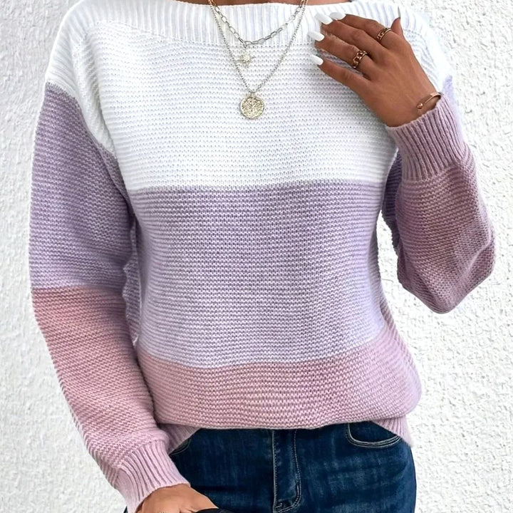 Women's Relaxed-Fit Color-Block Knit Pullover Sweater
