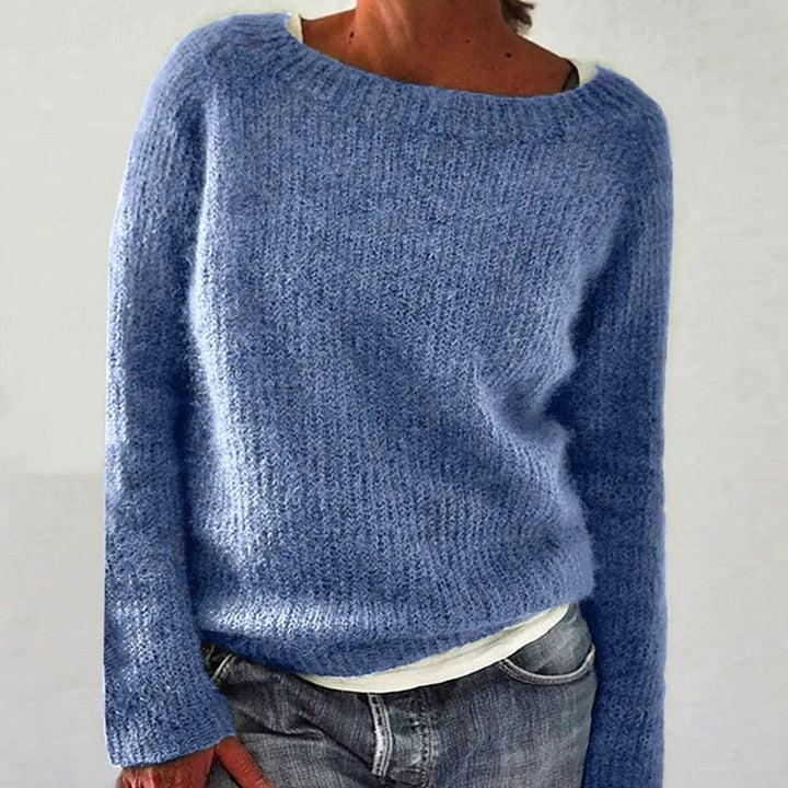 Women's Relaxed-Fit Crew-Neck Knit Pullover Sweater - Light Blue