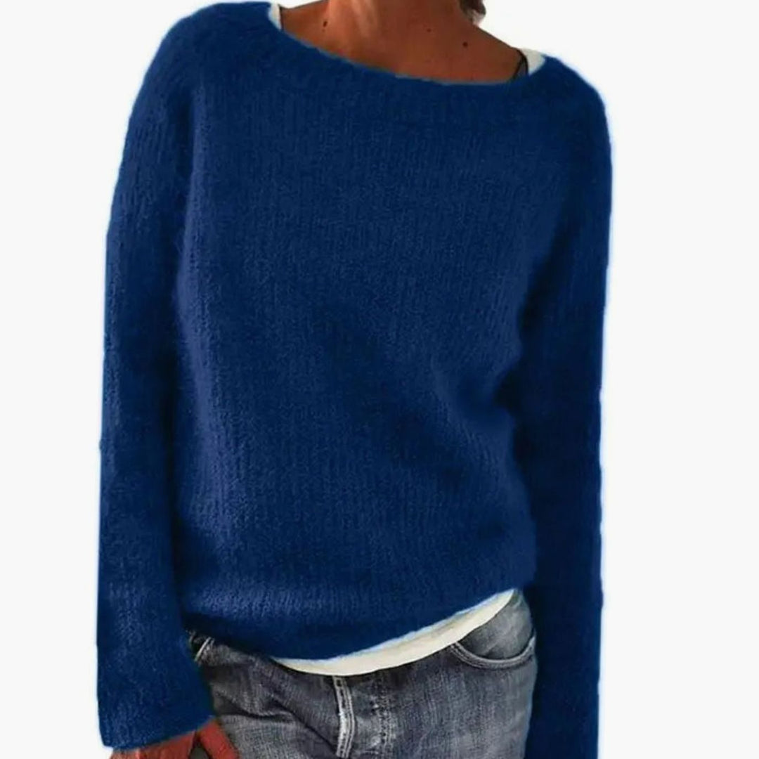 Women's Relaxed-Fit Crew-Neck Knit Pullover Sweater - Blue