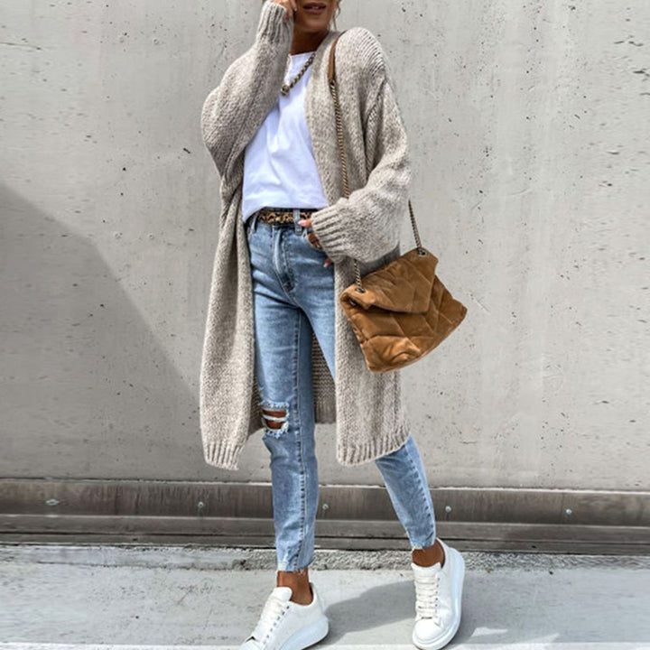 Women's Relaxed-Fit Long Open Front Cardigan Knit Sweater