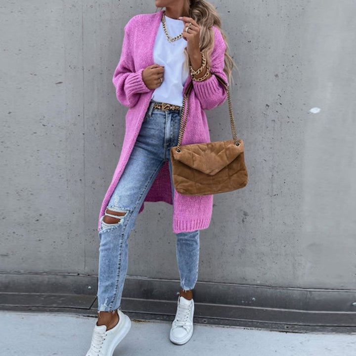 Women's Relaxed-Fit Long Open Front Cardigan Knit Sweater