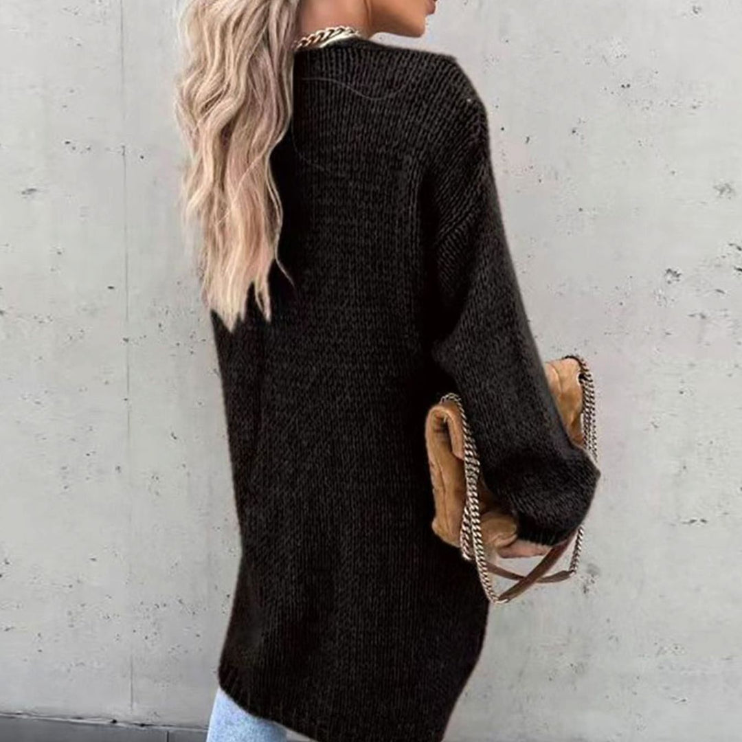 Women's Relaxed-Fit Long Open Front Cardigan Knit Sweater