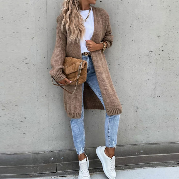 Women's Relaxed-Fit Long Open Front Cardigan Knit Sweater