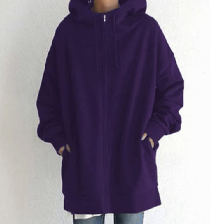 Women's Relaxed-Fit Midweight Full-Zip Hoodie Sweatshirt - Dark Purple