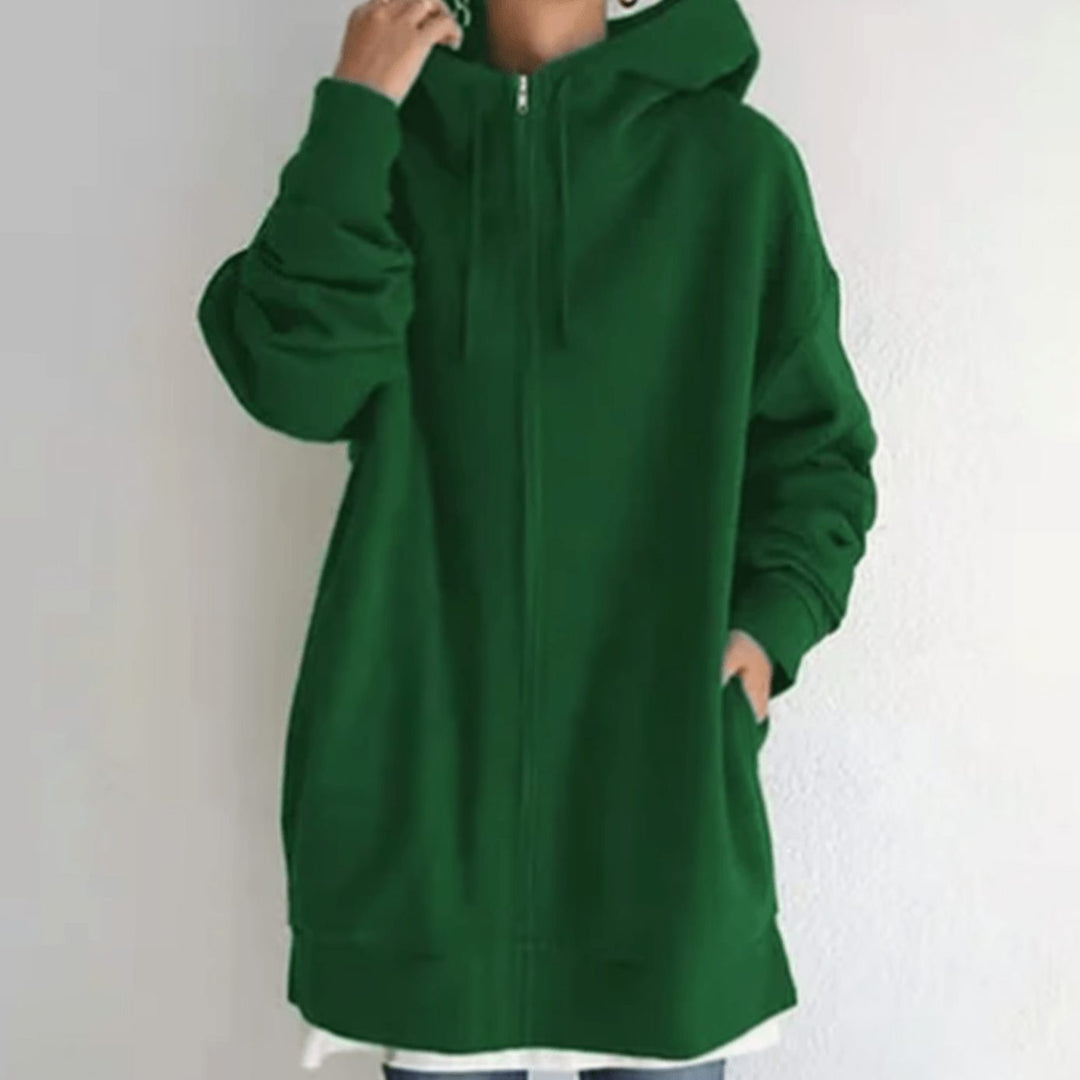 Women's Relaxed-Fit Midweight Full-Zip Hoodie Sweatshirt - Green