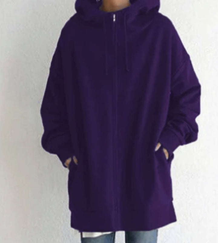 Women's Relaxed-Fit Midweight Full-Zip Hoodie Sweatshirt - Purple