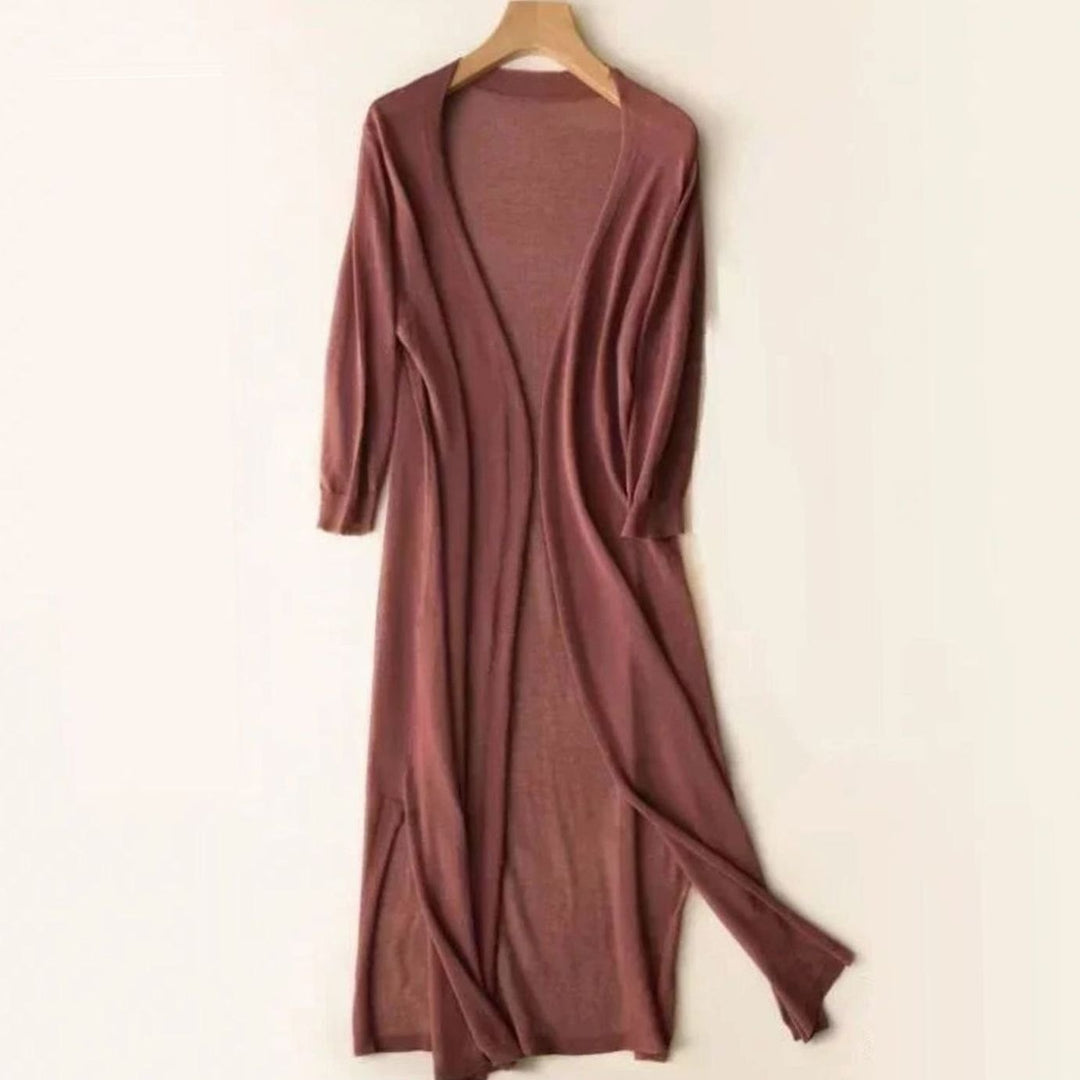 Women's Relaxed-Fit Open-Front Lightweight Knit Long Cardigan - Coffee
