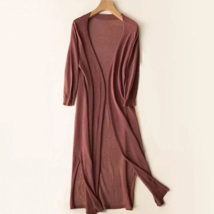 Women's Relaxed-Fit Open-Front Lightweight Knit Long Cardigan - Coffee
