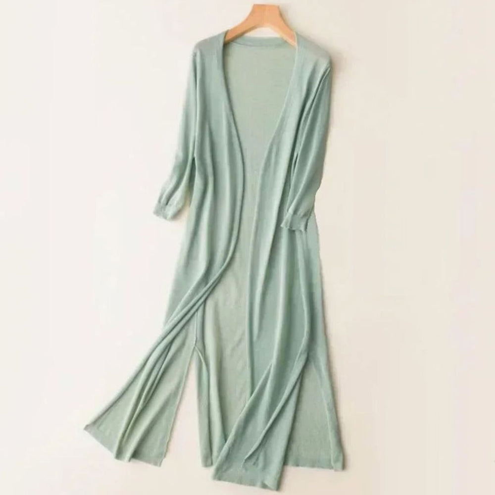 Women's Relaxed-Fit Open-Front Lightweight Knit Long Cardigan - Green