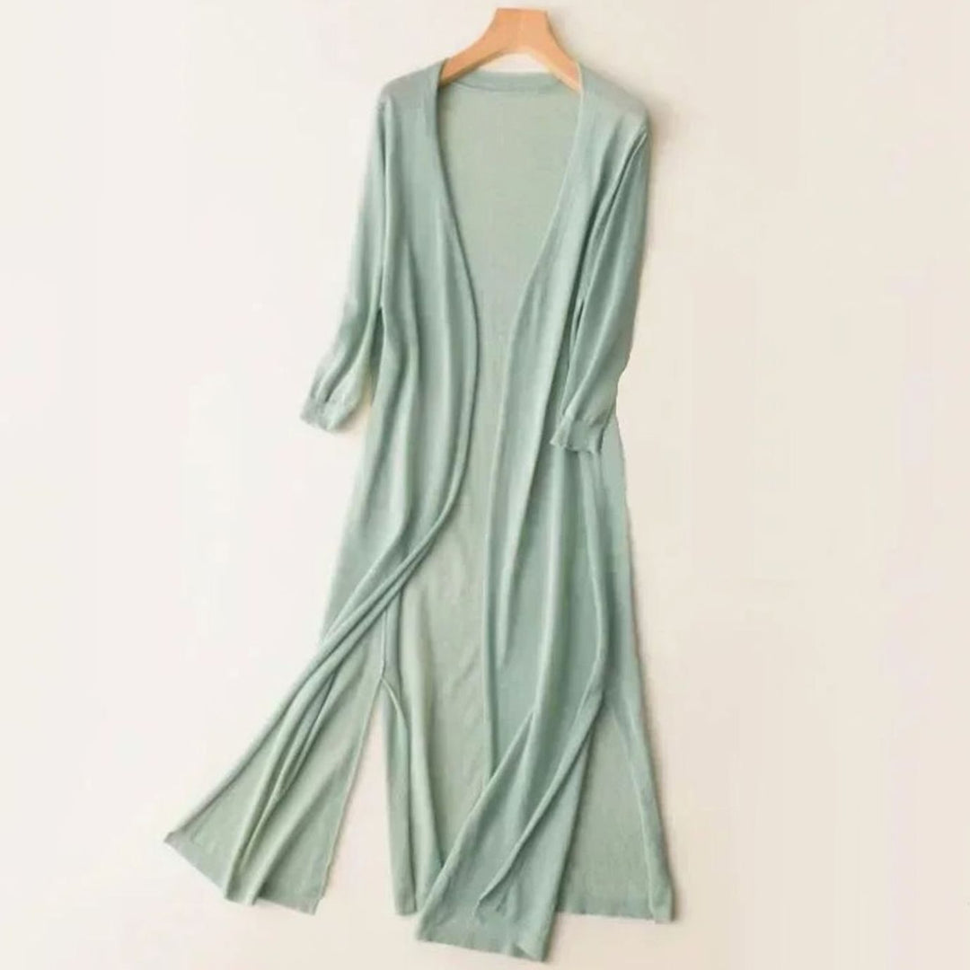 Women's Relaxed-Fit Open-Front Lightweight Knit Long Cardigan - Green