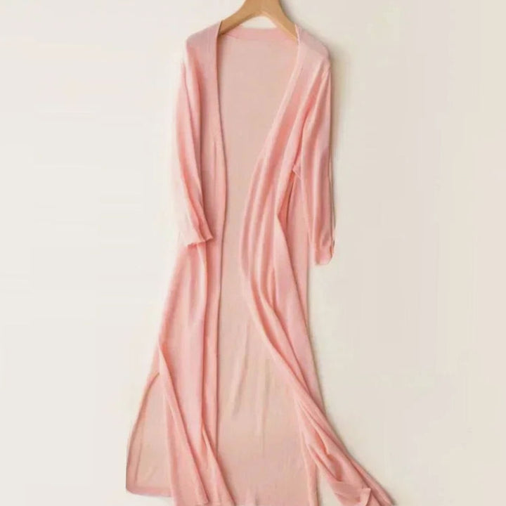 Women's Relaxed-Fit Open-Front Lightweight Knit Long Cardigan - Pink
