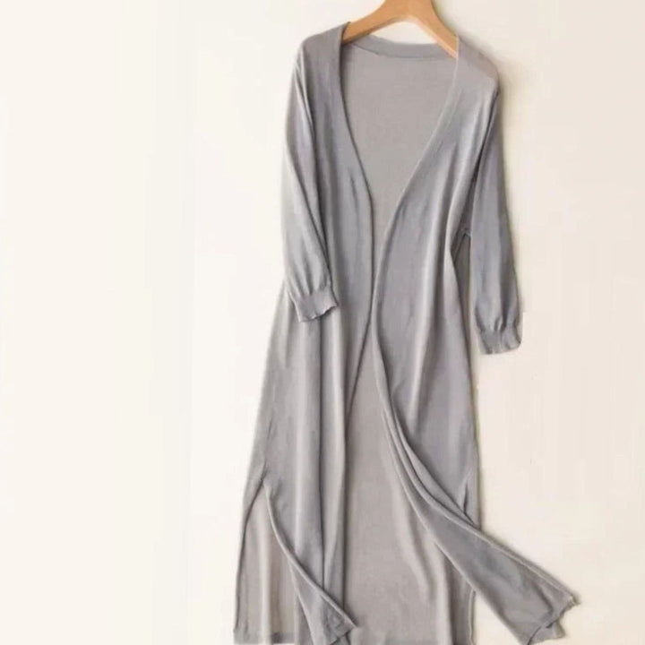 Women's Relaxed-Fit Open-Front Lightweight Knit Long Cardigan - Gray