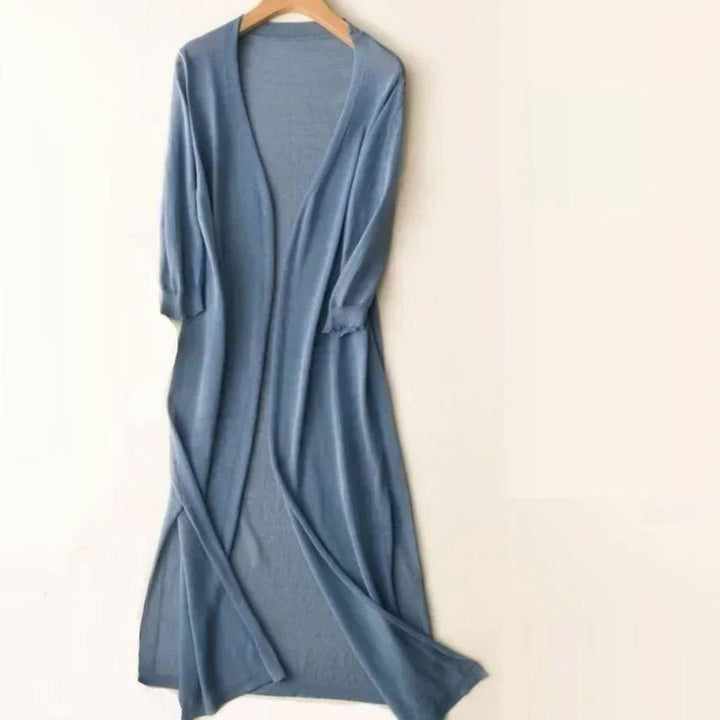 Women's Relaxed-Fit Open-Front Lightweight Knit Long Cardigan - Blue
