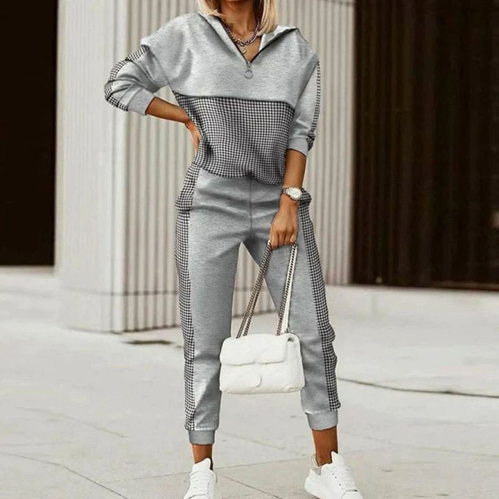 Women's Relaxed-Fit Quarter-Zip Tracksuit Set Jogger Two-Piece - Grey