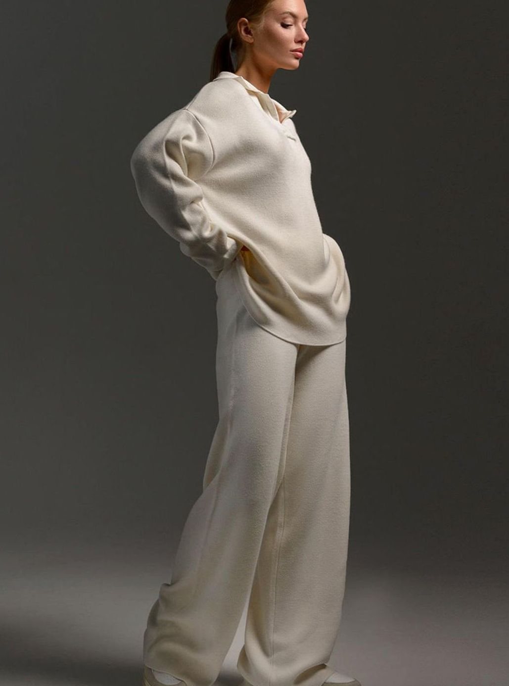 Women's Relaxed-Fit Wide-Leg Quarter-Zip Lounge Set