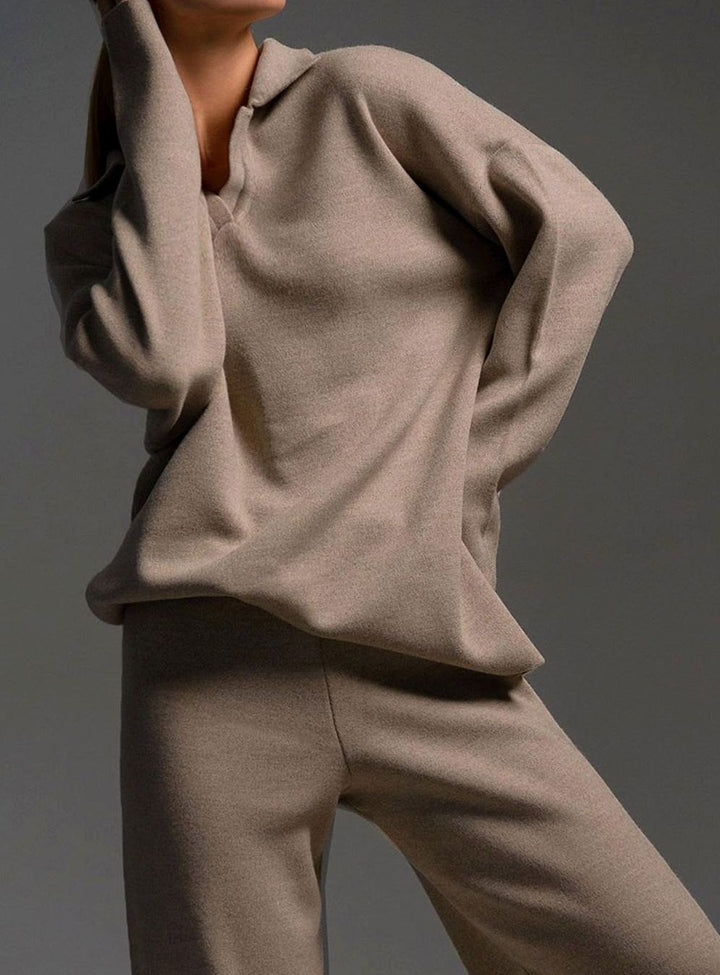 Women's Relaxed-Fit Wide-Leg Quarter-Zip Lounge Set