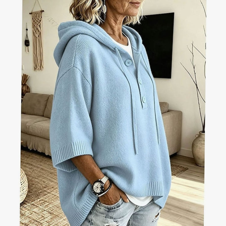 Women's Relaxed Hooded Half-Button Knit Sweater