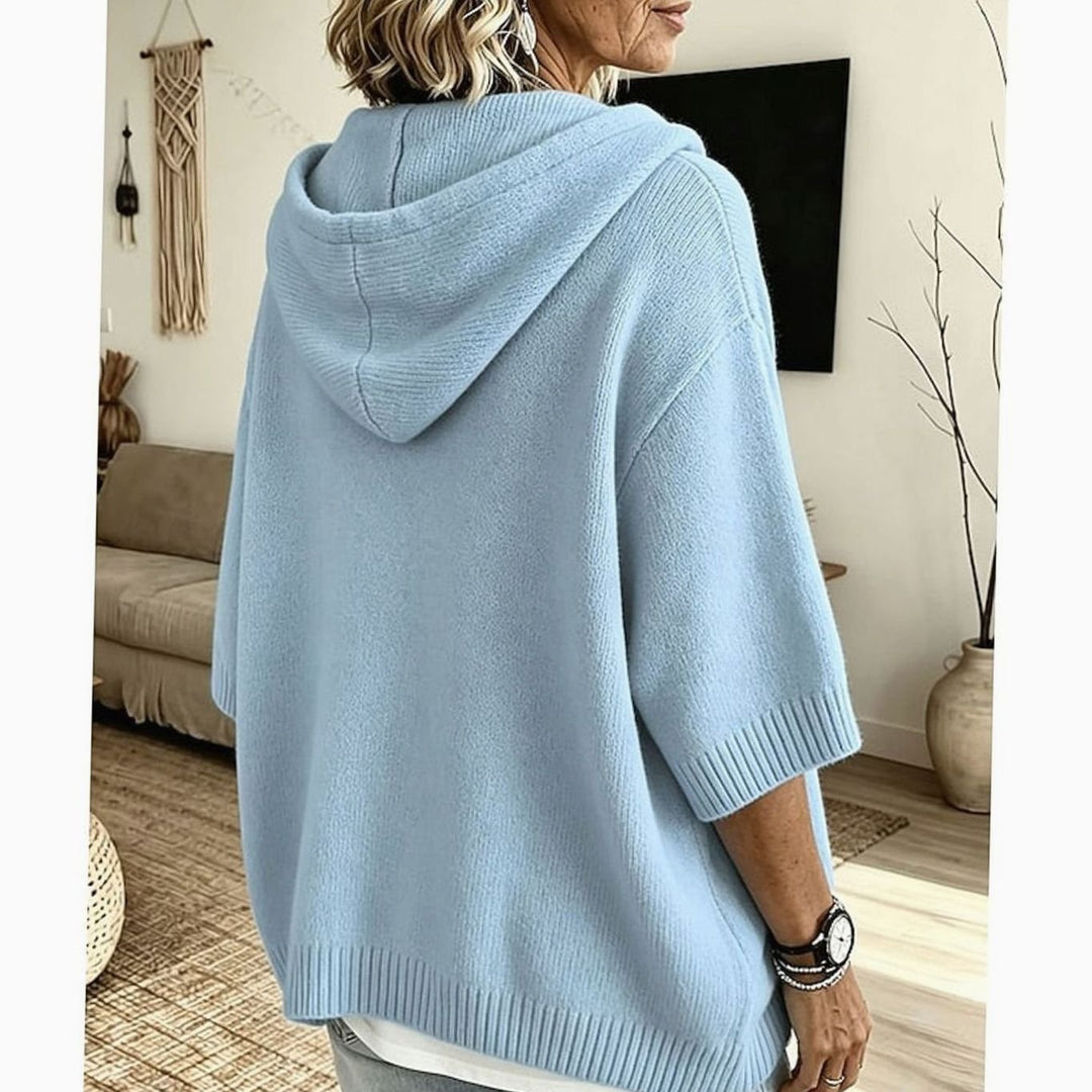 Women's Relaxed Hooded Half-Button Knit Sweater