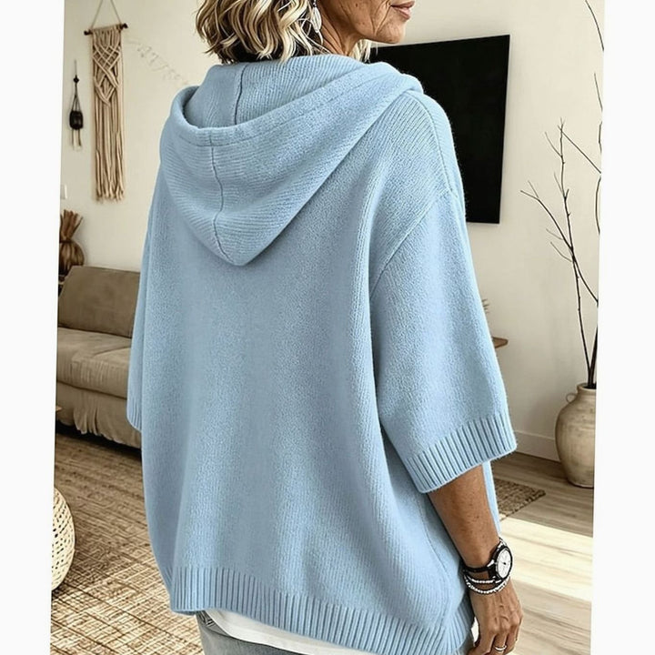 Women's Relaxed Hooded Half-Button Knit Sweater