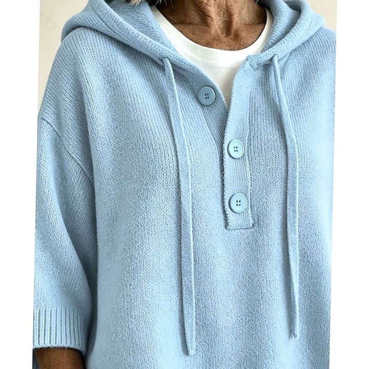 Women's Relaxed Hooded Half-Button Knit Sweater