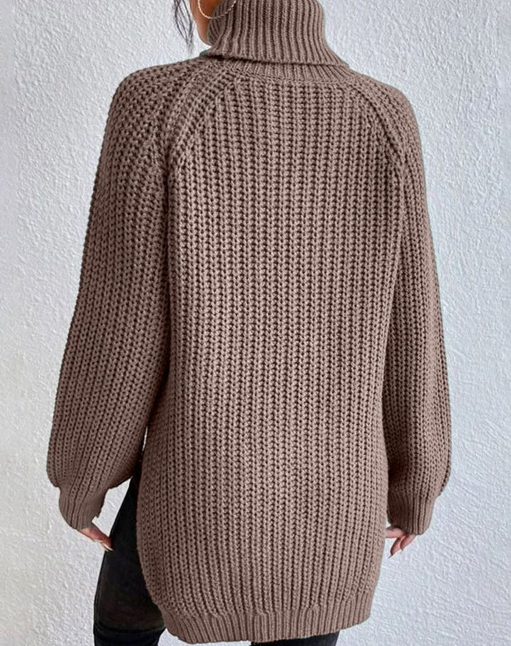 Women's Ribbed Turtleneck Sweater Long-Sleeve Cozy Knit Pullover