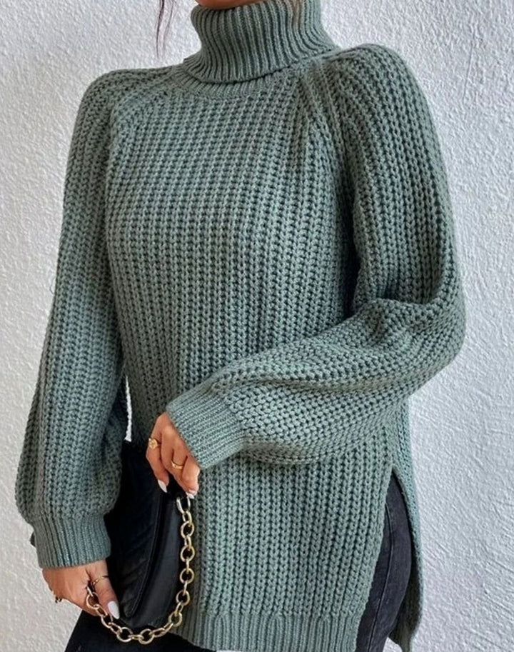 Women's Ribbed Turtleneck Sweater Long-Sleeve Cozy Knit Pullover