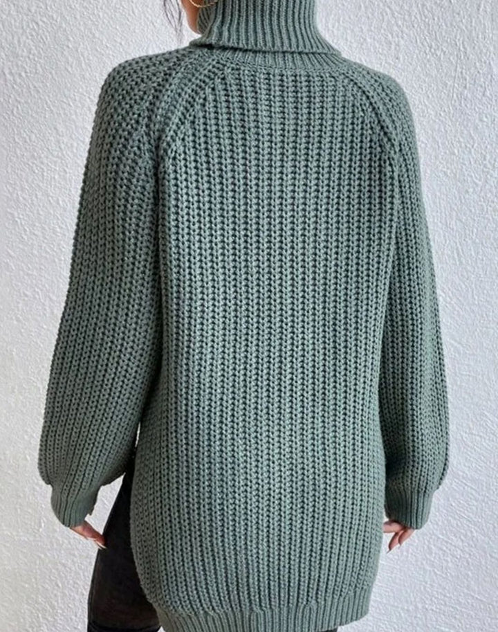 Women's Ribbed Turtleneck Sweater Long-Sleeve Cozy Knit Pullover