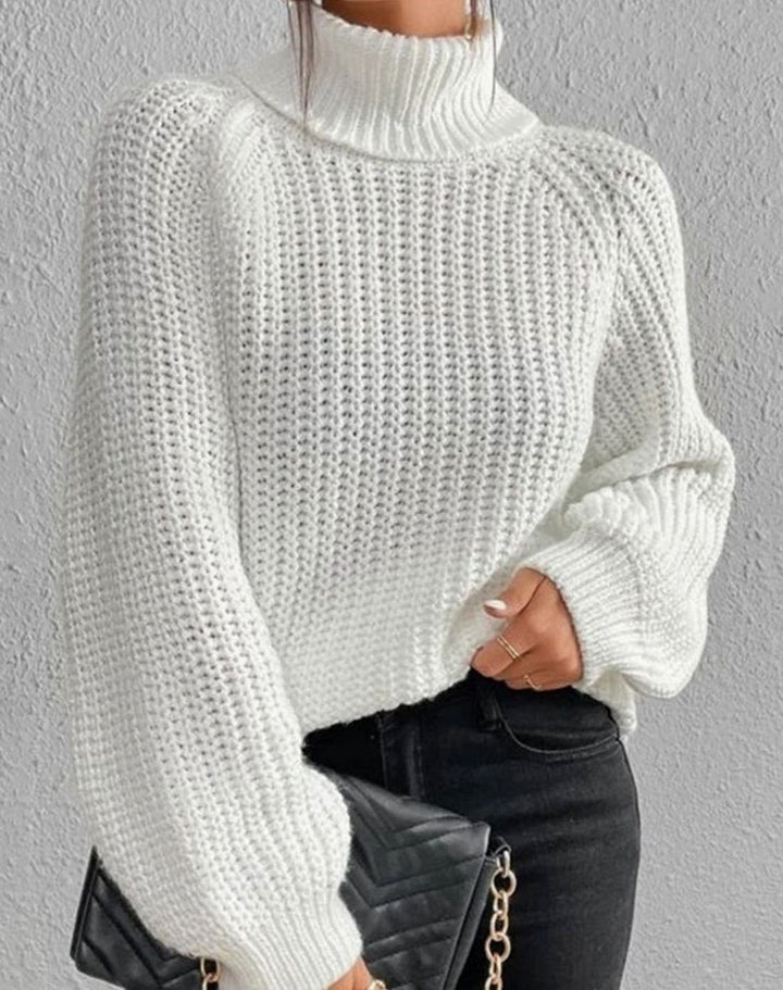 Women's Ribbed Turtleneck Sweater Long-Sleeve Cozy Knit Pullover