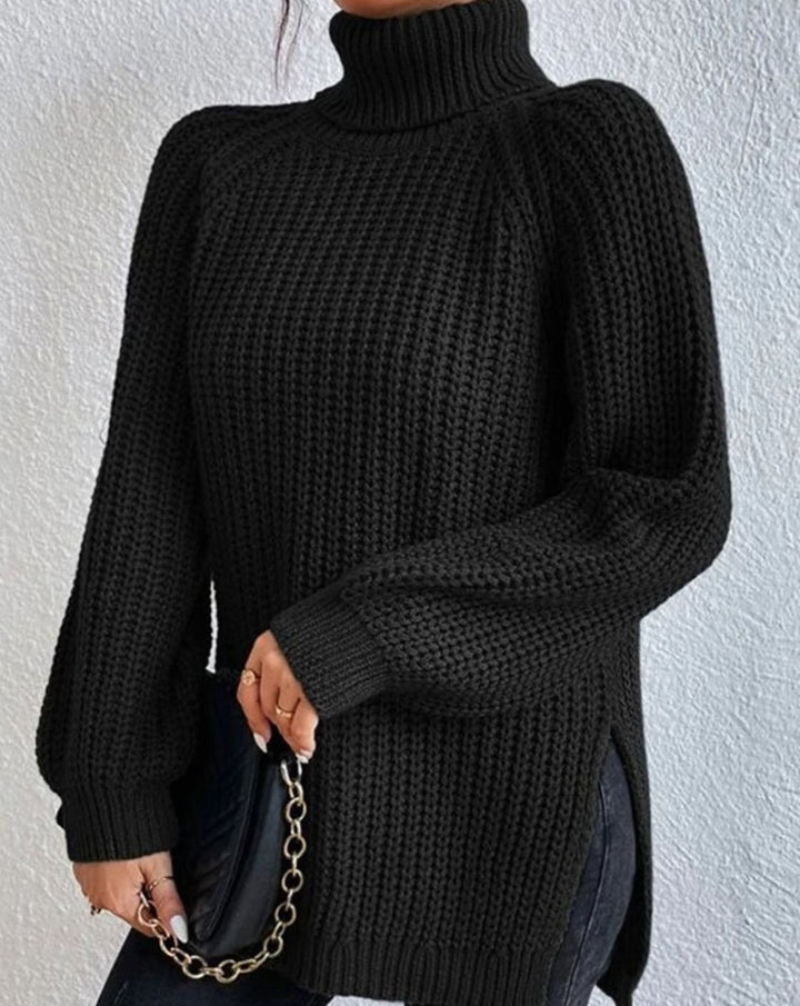 Women's Ribbed Turtleneck Sweater Long-Sleeve Cozy Knit Pullover