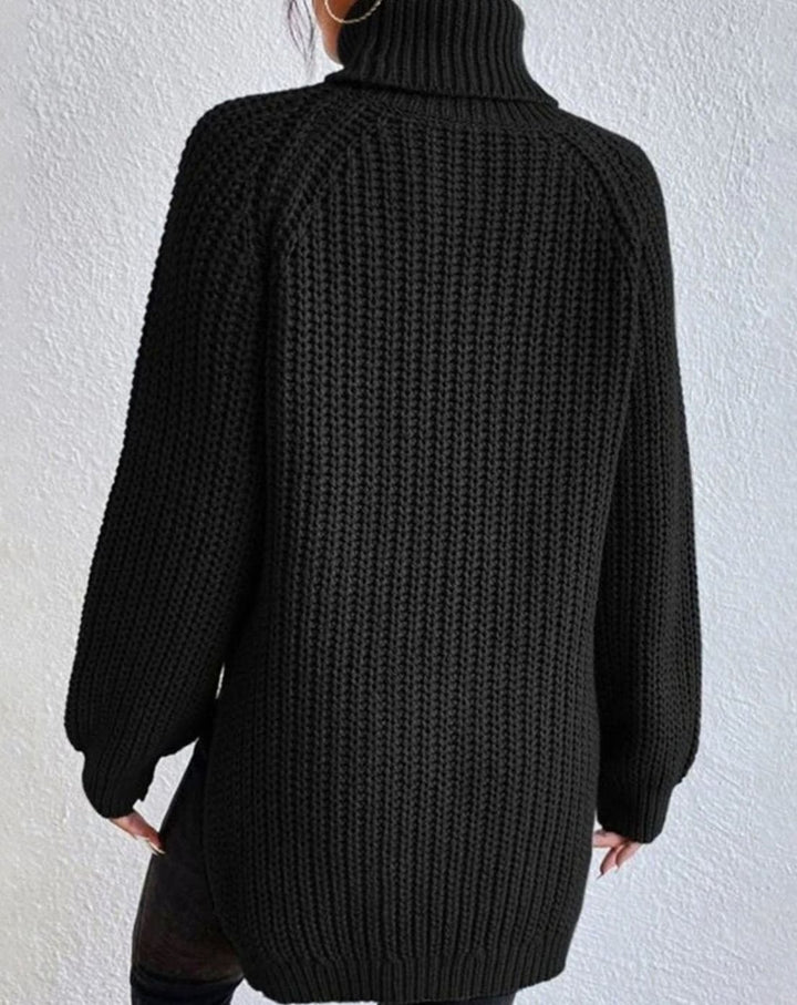 Women's Ribbed Turtleneck Sweater Long-Sleeve Cozy Knit Pullover