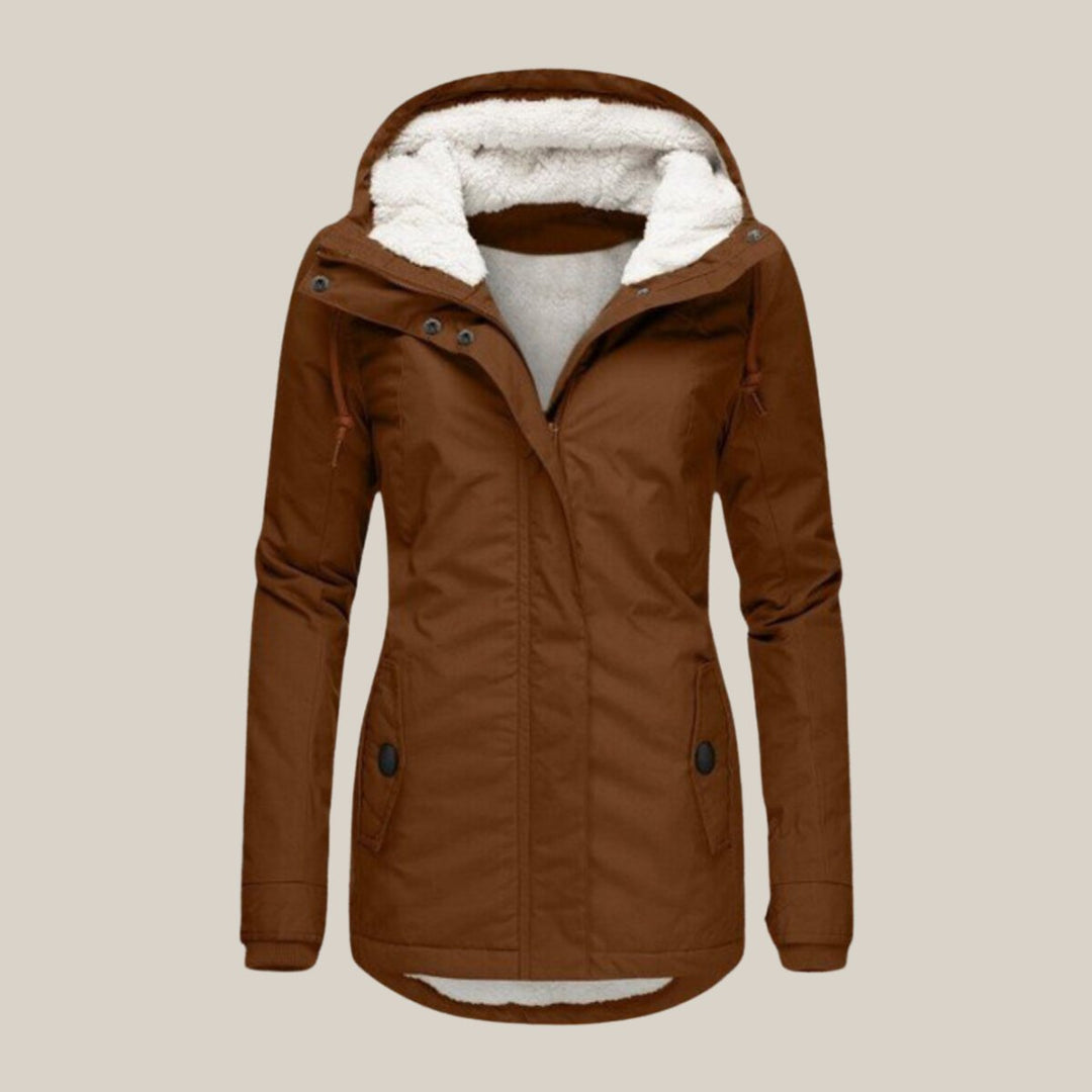 Women's Sherpa-Lined Hooded Quilted Jacket Windproof Parka