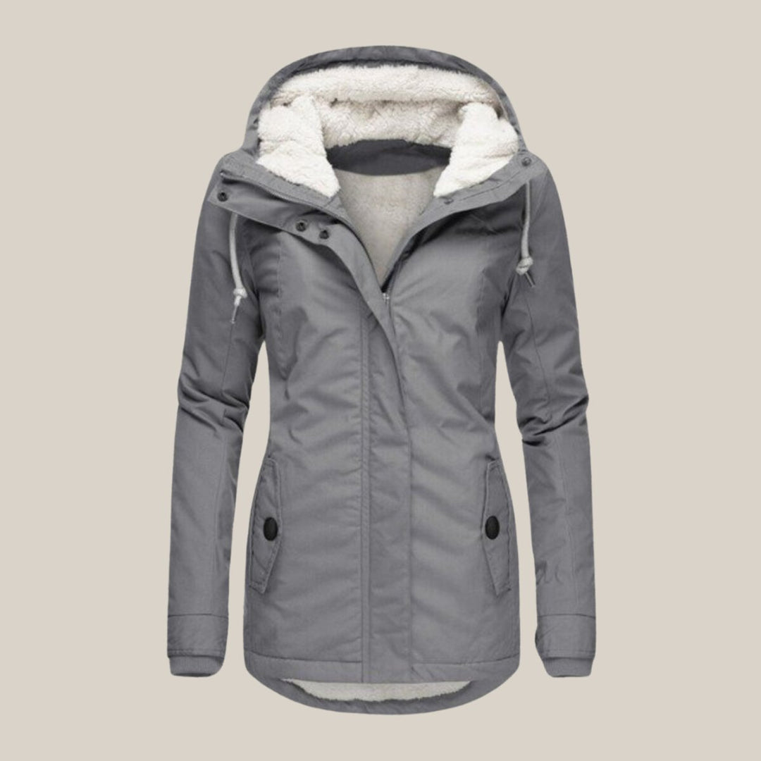 Women's Sherpa-Lined Hooded Quilted Jacket Windproof Parka