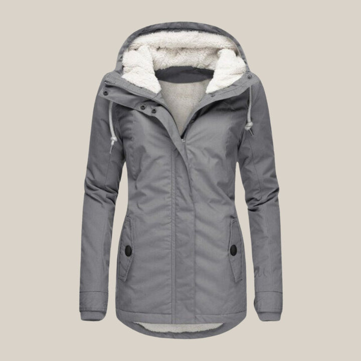Women's Sherpa-Lined Hooded Quilted Jacket Windproof Parka