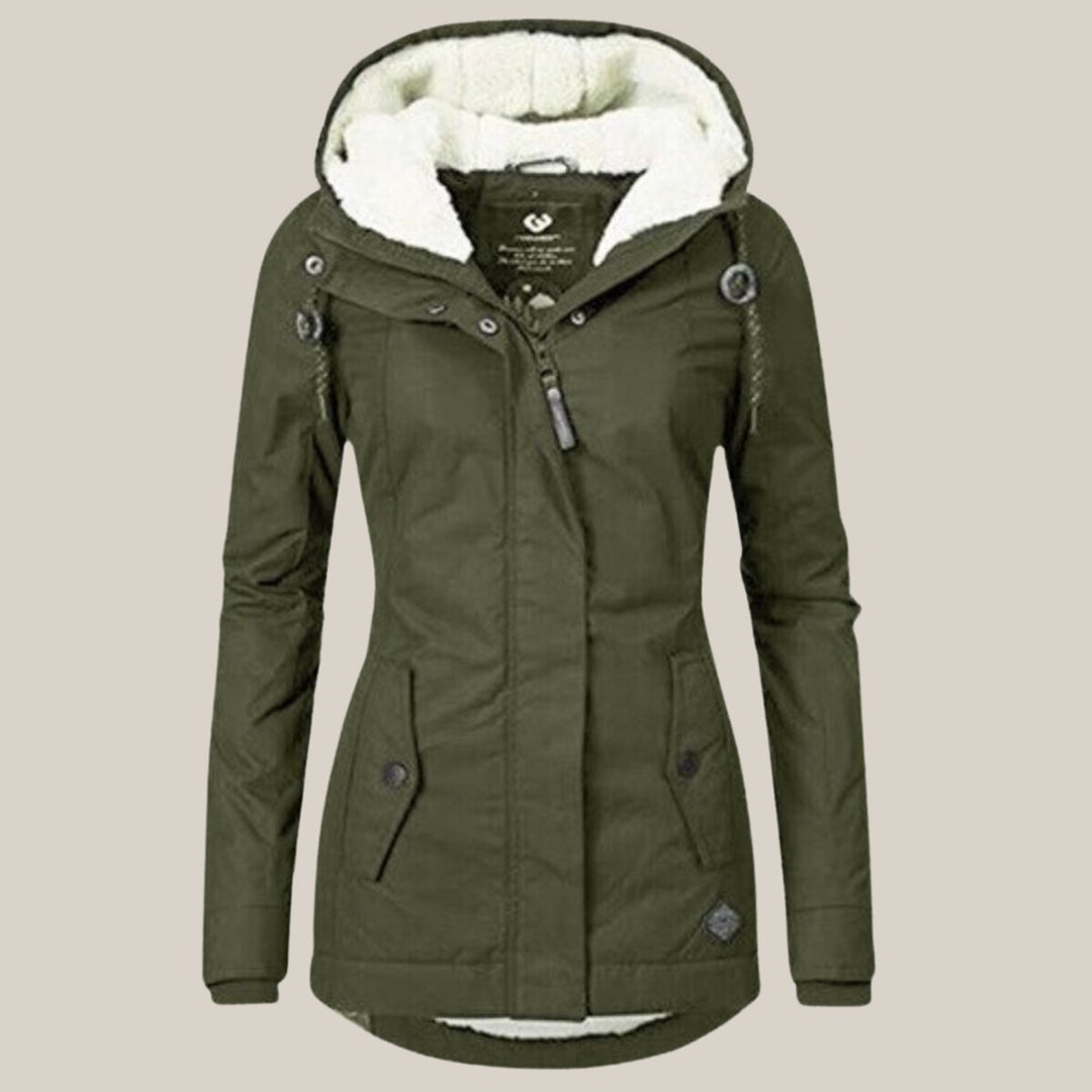 Women's Sherpa-Lined Hooded Quilted Jacket Windproof Parka
